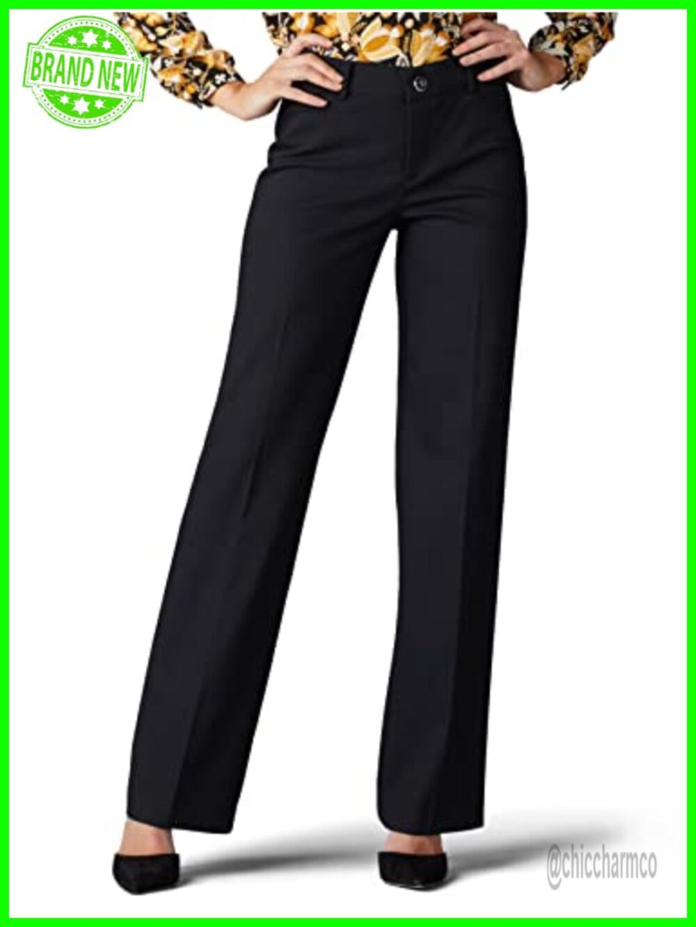 Women's Regular Fit Mid Rise Trousers Flex Motion Comfort Work Pants